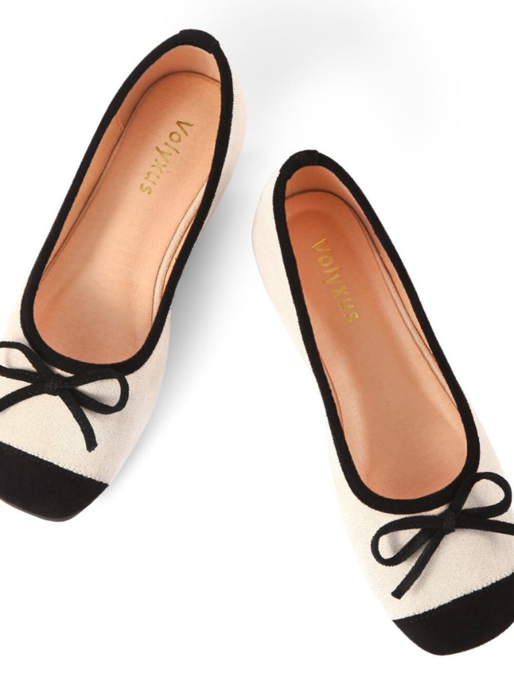 Women's Ballet Flats Cap Toe Bow Flats Two Tone Slip On Flats Comfort Square Toe